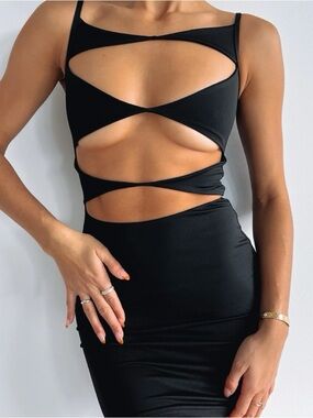 White Fox Boutique Black Cutout Mini Dress